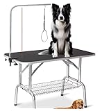 TUIYIDUO トリミングテーブル 折りたたみ グルーミングテーブル 台面116x60cm 耐荷重150kg 滑り止め リミングペット用 シャンプーカット ブロー ブラッシング 爪切り バリカン 小型犬 中型犬 大型犬に対応 自宅用 業務用 (ブラック，116*60*68.2cm)
