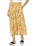 Jessica Simpson Women's Senna Smock Pull On Wide Cropped Pant, Golden Rod Acrylic Floral, X-Small