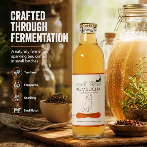 Image of KAALI BILLI Kombucha Classic, Pack of 4 | Fermented Tea, All Natural, Gut Healthy Drink | 4 x 250ml | Vegan, Preservative free, Low calorie, Low sugar