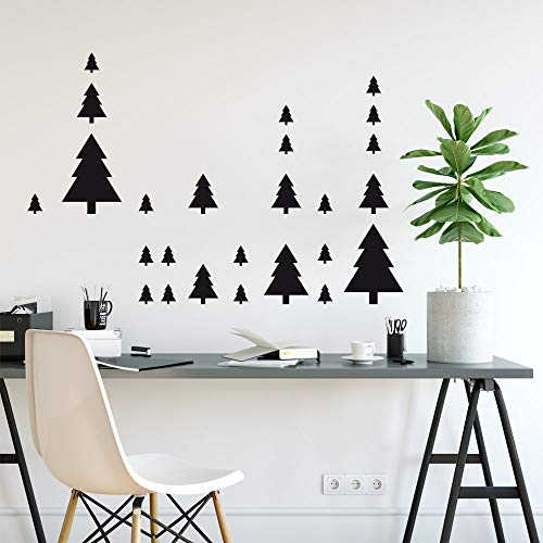Sticker Planche De Forme Tendance - Sapins - Planche de 55 Stickers - Masking Tape - Noir - Mat - Adhésifs