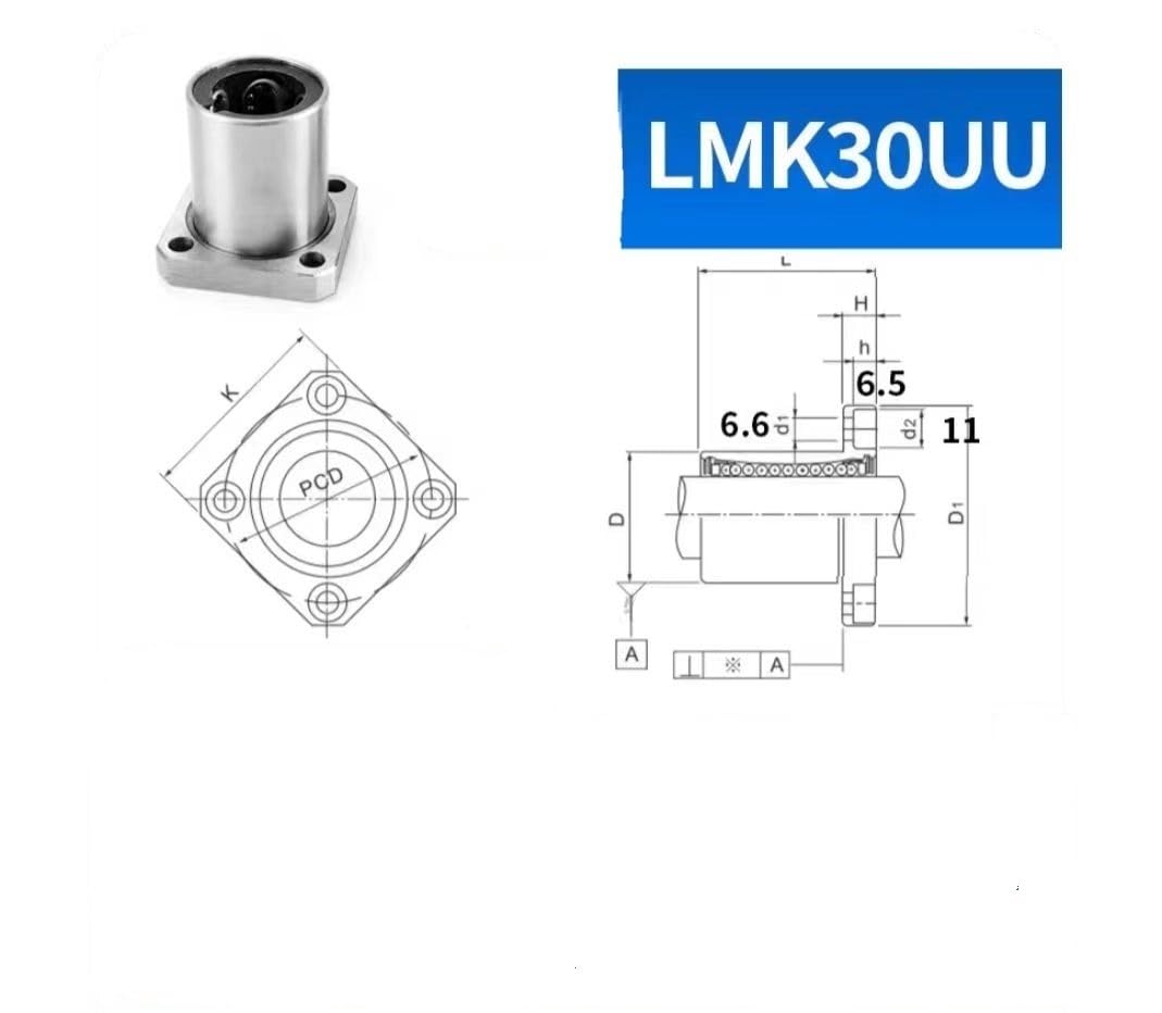 Rodamientos lineales de brida cuadrada LMK30UU - 4 rodamientos de bolas sellados de alta resistencia for piezas de varilla de riel guía de eje