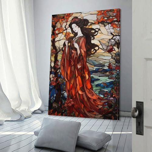 Affiche geisha vitrail, le cadeau d'anniversaire idéal
