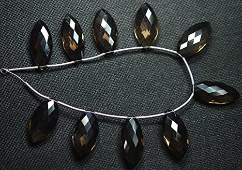 Quartz fumé facetté marquise perles briolettes de haute joaillerie 24x12mm