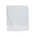 Sferra Terzo 100% Brushed Cotton Throw - Silver Sage/White