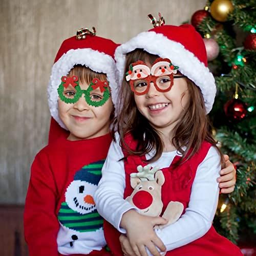 KEYIDO Christmas Glasses Novelty Xmas Glasses Christmas Party Glasses Christmas Fancy Dress Costume Decoration without Lenses for kids and Adults 6 Styles