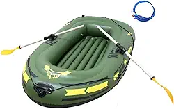 Barco inflável para caiaque com 4 câmaras de ar para lagoas, lagos, rios, flutuante para 2 pessoas