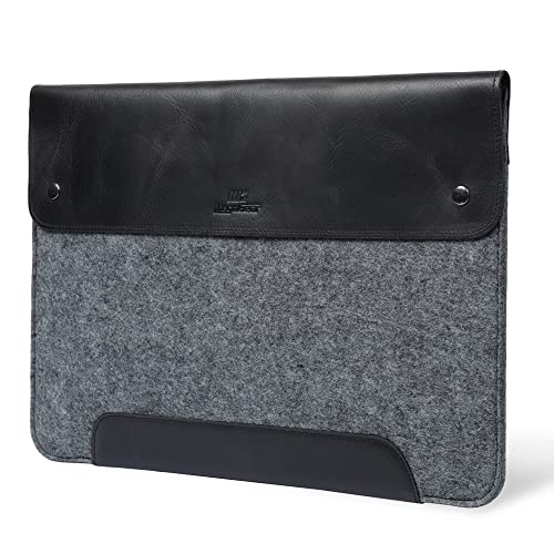 Funda Cuero Genuino MacBook Pro 16 y Air 15 Protectora Gris 2020-2026 M1 M5
