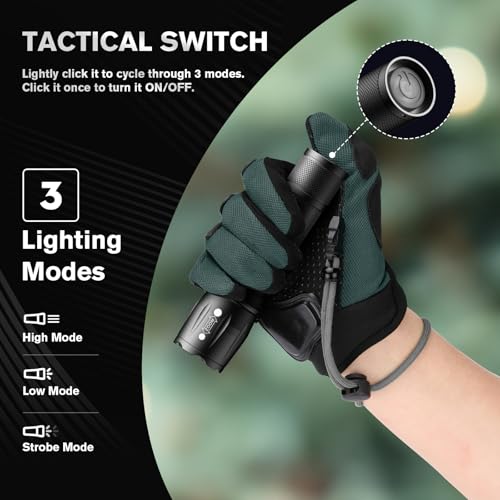 RECHOO 6Pack LED Flashlight, Bright Small Flashlights High Lumens with 3 Modes, Pocket Mini Flashlight Battery Powered, Flash Light Adjustable Focus, Waterproof Flashlights for Home Emergency Camping - Thumbnail 3