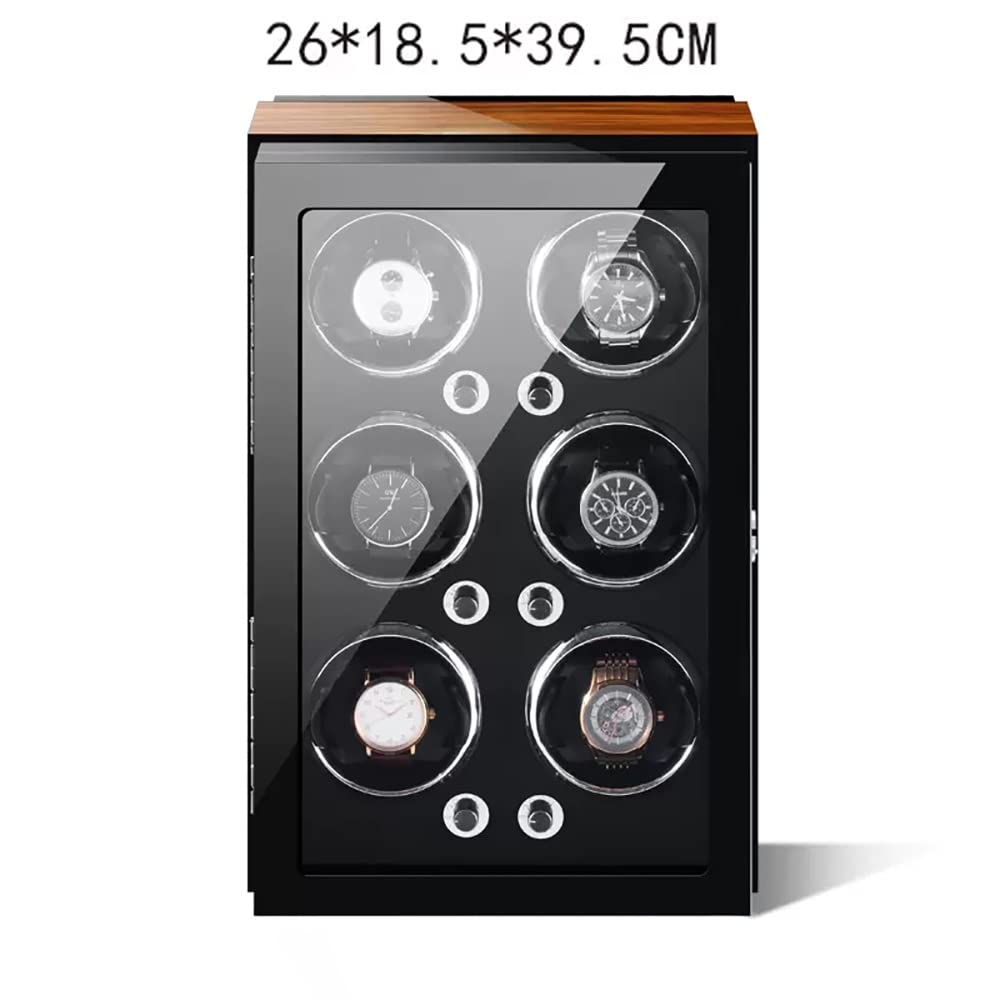 4 6 9 Caricatore Automatico per Orologi Scatola Porta Orologi con Display 4 modalità di Rotazione con Motore Silenzioso Custodia per Orologi in Pelle PU Scatola Porta Oro，6+0