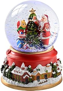 WeRChristmas Santa and Bear Colour Changing Snow Globe, 12.5 cm - Multi-Colour