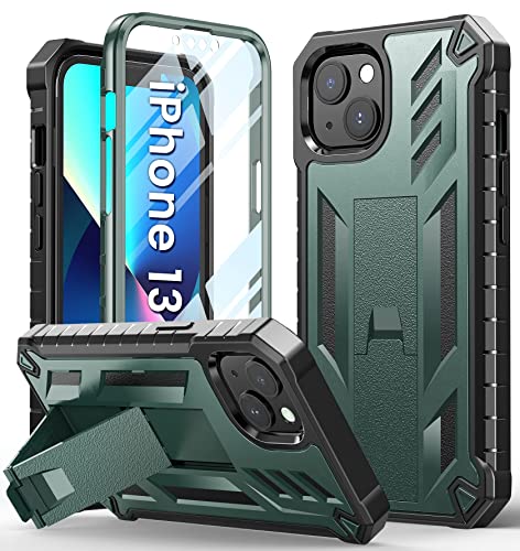 for iPhone 13 Case Protective Cover: iPhone 14 case Heavy Duty Military Grade Hard Protection Shock Proof Grip | Durable Dual-Layer Design iPhone 13-14 Phone Case with Built-in Kickstand Aqua