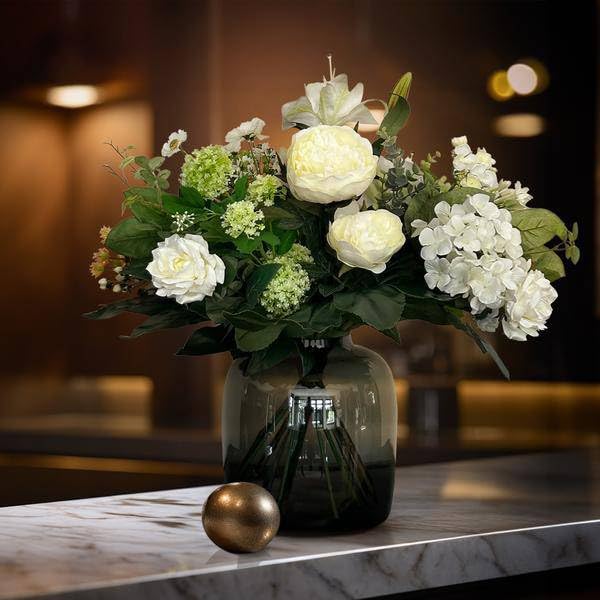 Kunstblumenstrauß Weißer Traum, Weiß, 60cm