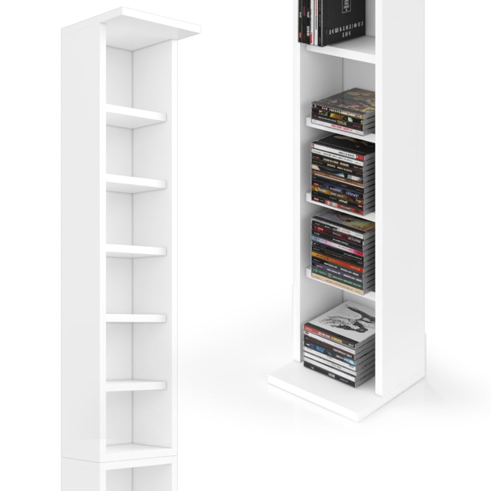 Vicco Scaffale porta cd, Bianco, 21 x 91.8 cm Set grande da 2