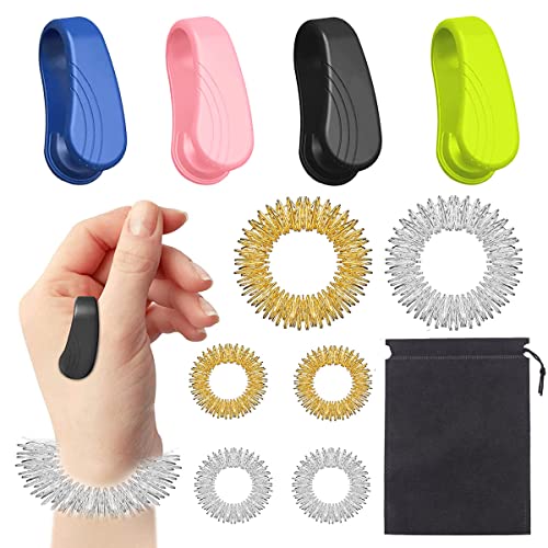 Leikedun 10 Stücke Massage Ring Sensorische Finger Rings Akupressur Ring Set, Tragbares Akupressurgerärt, Anti Stress Massageringe für Handgelenk, für Handgelenk Wellnessmassage zur Entspannung Cover