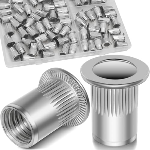 Image of M5 Rivet Nuts, 100Pcs 304 Stainless Steel Flat Head Rivnut Threaded Insert Nutsert