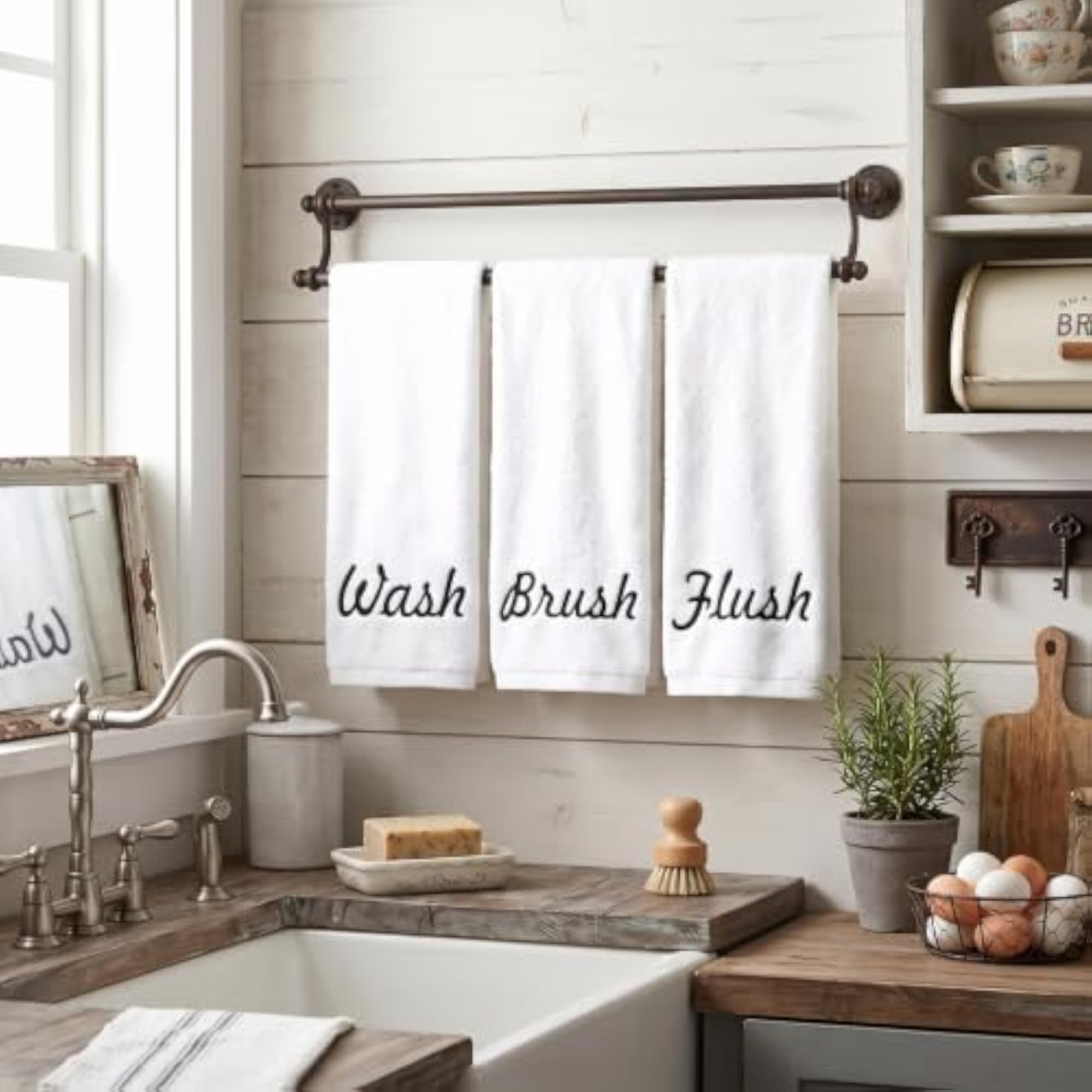 3 Pcs Farmhouse Decorative Hand Towels, White