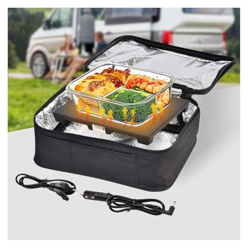 車載電子レンジ 12V/24V/110V対応60W 加熱と調理 保温機能付き 小型電子レンジ 家車兼用電源線付属 、 旅行キャンプオフィスワーク