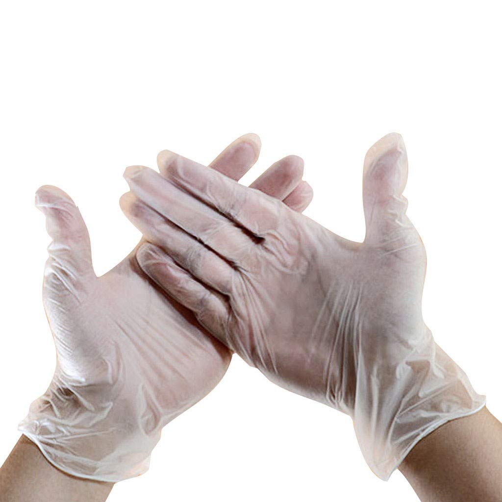 Fcostume 100Pcs 9 Inch Disposable Transparent Pvc Gloves Disposable Nitrile Rubber Gloves Powder Free Suitable For Hospital Home Food Industrial Beauty (M)