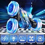 Remote Control Car,Stunt RC Cars For Kids with Colorful Light,Fast USB-C Charging,Double-Sided 360° Rotating Rechargeable 4WD RC Truck Car Toys for Ages 5-7 Gift for Boys Girls Ages 8-12(Blue) - Image 4
