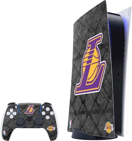 Skinit Decal Gaming Skin Compatible with PS5 Bundle - Officially Licensed NBA Los Angeles Lakers Home Jersey Design