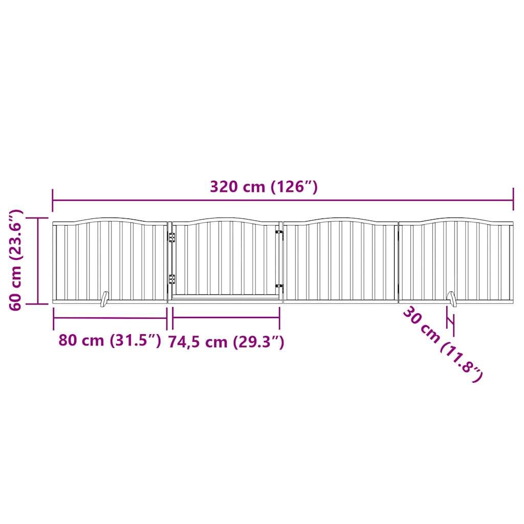 Puerta plegable para perros de madera de álamo de 320 cm con puerta, independiente, plegable, ideal como barrera, protección y seguridad para cachorros, perros, jardín, vivienda, interior y