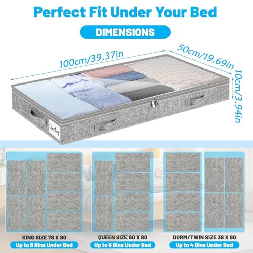Caja de almacenamiento debajo de la cama de 36 pulgadas con tapa contenedor de tela gris 3