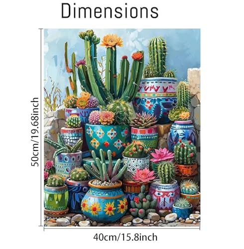 Adult Cactus Paint by Numbers Kit 16x20 Inch Digital Oil Painting Kit
