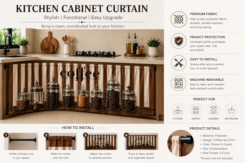 Image of Barebeauty Premium Printed Kitchen Sink Curtain | Kitchen Under Sink Curtain | Decorative Cabinet Cover | Washable & Dustproof | Modern Curtain (1, Design-11)