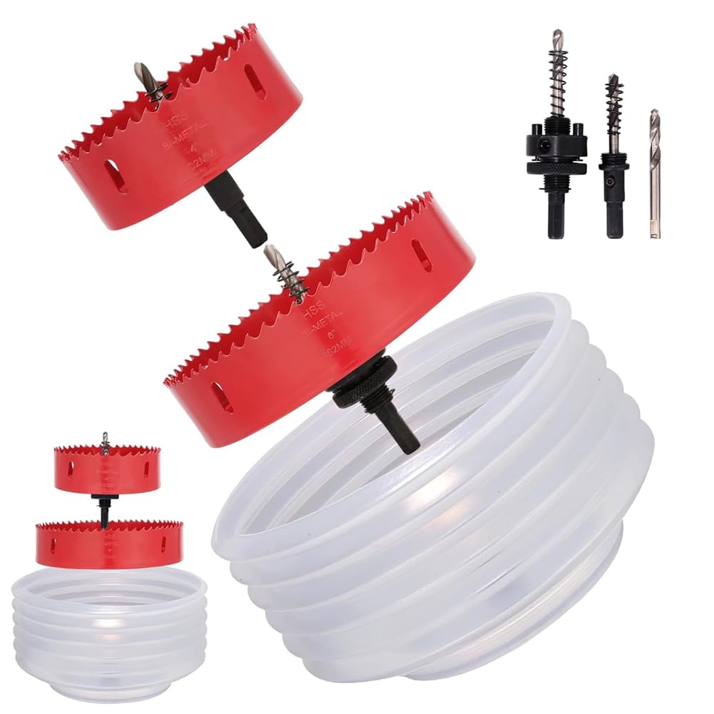 Littimoon 4 Inch/102 mm & 6 Inch/152 mm Hole Saw with Arbor for Recessed Lighting for Wood, Drywall, Metal