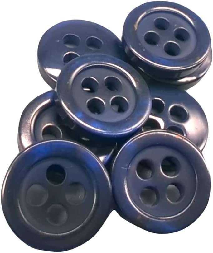 BOTIBOTON 50 Buttons for Sewing - 5 Sizes and 11 Colours to Choose - 4 Holes Round Craft Button - Buttons for Jackets, Shirts. Made in Europe. (Dark Blue, 10 mm)