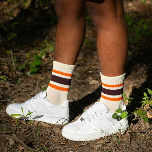Image of American Trends Womens Novelty Striped Crew Socks Athletic Vintage Slouch Mid Calf Tube Socks