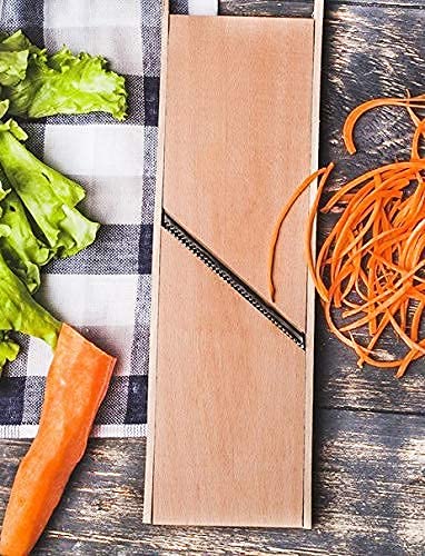 Small Wooden Stainless Steel Slicer Grater -2.56 x 10.63 Inches - Cutter Shredder For Korean Carrot Russian Salad by SHSH trade group