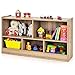 GLACER Kids Toy Storage Organizer, 5-Cube Storage Cabinet for Kids Toys, Books, Wooden Bookshelf for Kids Room, Nursery, Kindergarten (Natural)