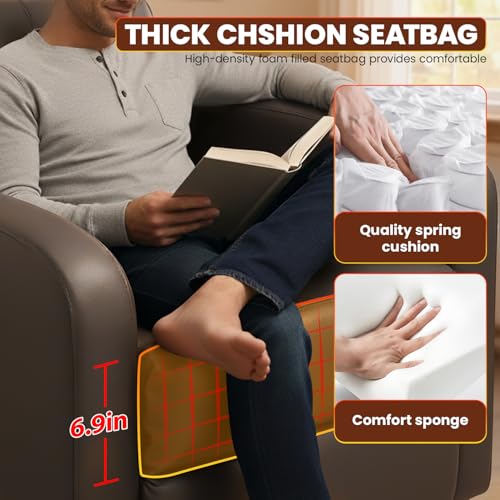 Image of FDW Recliner Chair Reclining Sofa Leather Chair Home Theater Seating Lounge with Padded Seat Backrest