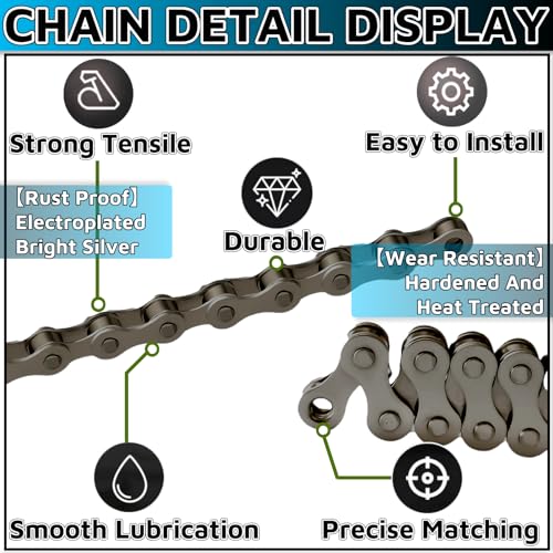 Single Speed Bike Chain,1/2\" x1/8\" 114 Links with 1 x Magic Buckle Bicycle Chain BMX Bike Chain Lowrider BMX Chain Bike Parts Chain Replacement for Road Mountain Bike/BMX/MTB