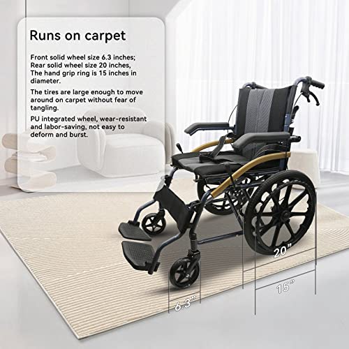 Sports Wheelchair For Adult, 30 Lbs Self-Propelled Lightweight Folding Wheelchair 20“ Steel Ergonomic Manual Wheelchair, Shock-Absorbing Driving Trolley #TOP2