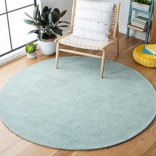 SAFAVIEH Ikat Collection 6' Round Aqua IKT506J Handmade Premium Wool Area Rug