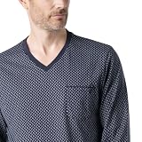 Eminence - Męska długa piżama biznesowa- Jersey 100% bawełna o długiej żywotności - Koszulka z długim rękawem z dekoltem w serek Spodnie z 2 kieszeniami - etykieta Oeko-Tex Standard 100