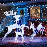 Tangkula 3-Piece Cold White Reindeer Family
