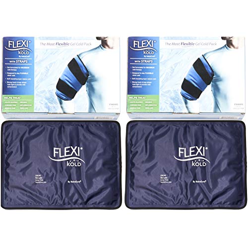FlexiKold Gel Ice Pack w/Straps (Standard Large) - Two (2) Reusable Cold Therapy