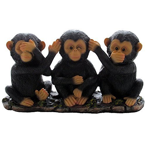 No Evil Monkeys Figurine for African Jungle Safari Decor Sculptures or Chimps Statues and Decorative Animal Lover Gifts by Home-n-Gifts - Thumbnail 5