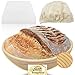 Walfos Banneton Pain, 9 in Banneton - Cestino per il pane naturale per Bread and Sourdough con Linen Fabric e raschietto per Bolle (22,9 cm)