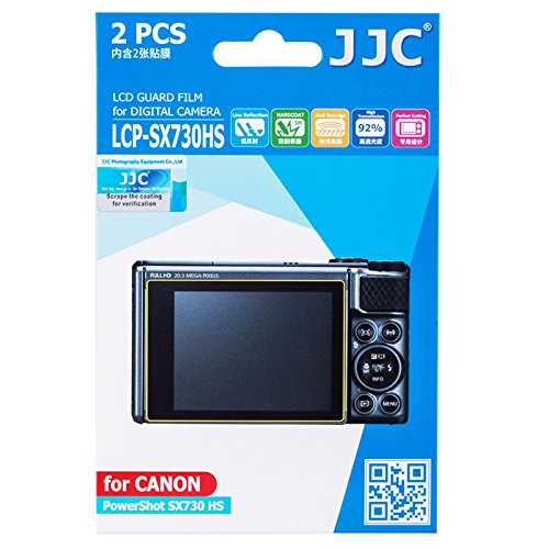JJC LCP-SX730HS 2PCS Clear LCD Guard PET Film Screen Protector for Canon Powershot SX730 HS, Low Reflection/Anti-Smudge/High Transmission