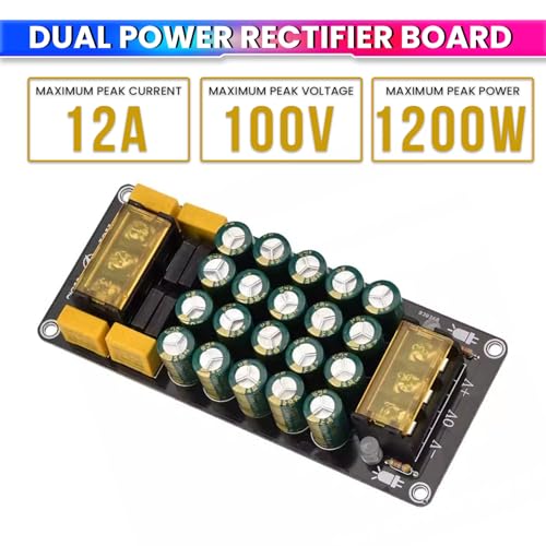 Image of amiciSolar 1200W Full Bridge Dual Power Supply Rectifier Filter Board - 100V 12A Peak, High Current with 20 Low-ESR Capacitors for Power Amplifier & Audio Applications
