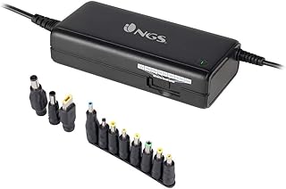 NGS Ban - Cargador Universal Manual 90 W para Ordenador Portátil, Cargador con 11 Adaptadores Compatibles con HP, DELL, ASUS, Lenovo, Acer