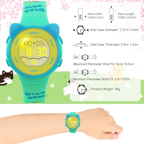Juboos Kid's Digital Watch for Boys and Girls, Waterproof LCD Digital Sports Child Wirstwatch with 7 Color LED Lights, Stopwatch, Alarm4