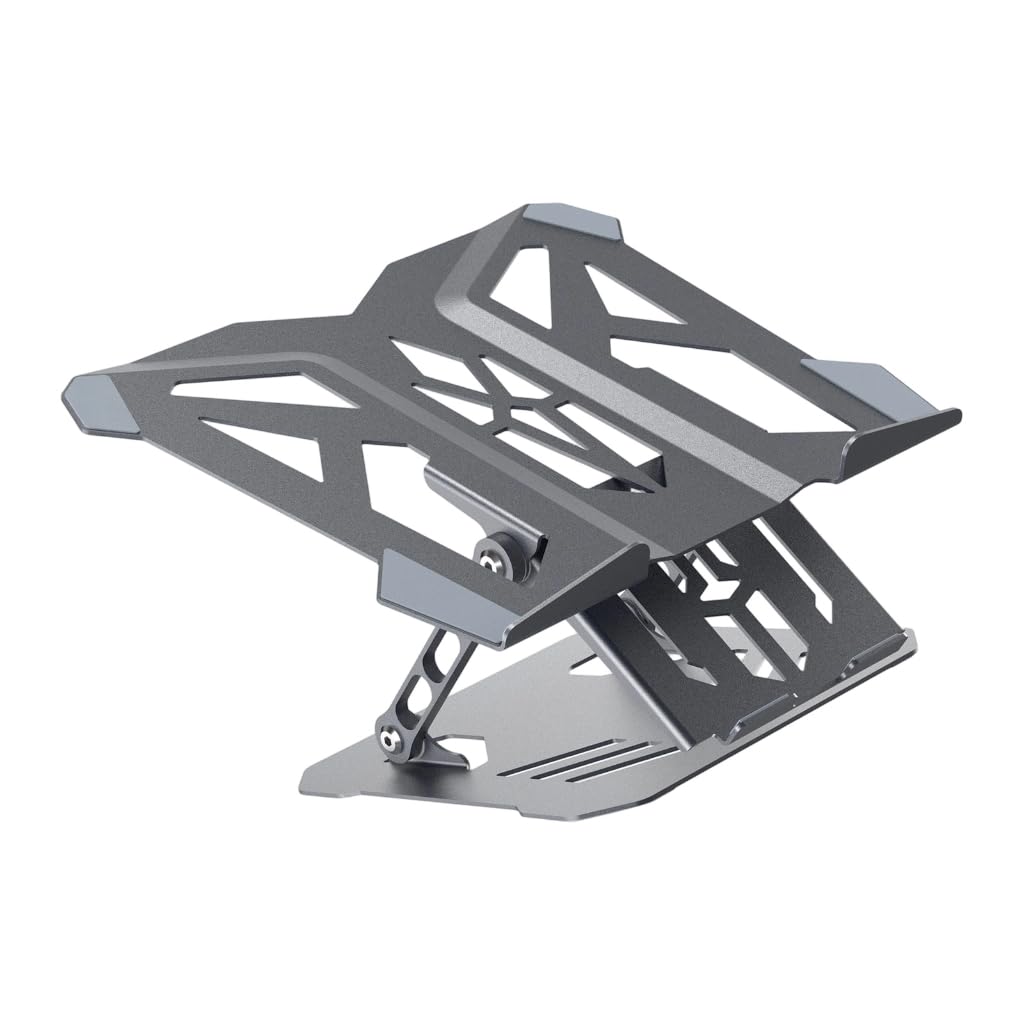 Soporte de escritorio para laptop, elevador de metal plegable con diseño de bandeja y contacto de silicona para mesas de estudio y tareas de oficina