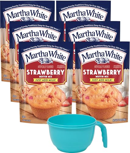 Martha White Strawberry Muffin Mix, 7 Ounce (Pack of 6) with Mixing Bowl