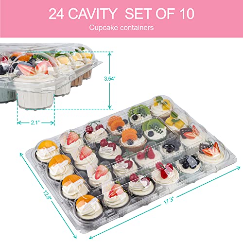 Aukus Cupcake Containers 24 Count, Cupcake Boxes 24 Count, Deep Dome, Stackable & Disposable (Pack Of 10) #TOP5