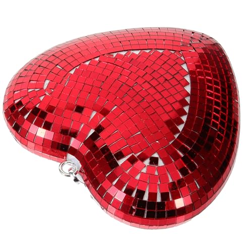 ZUNOXAZ Palla da Discoteca a Forma di Cuore in Vetro Cordino per Appendere Decorazione Riflettente per Feste Matrimoni e Locali Notturni Ornamento Sospeso per Eventi e Piste da Ballo